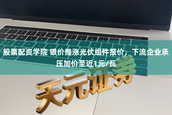 股票配资学院 银价推涨光伏组件报价,下流企业承压加价至近1元/瓦