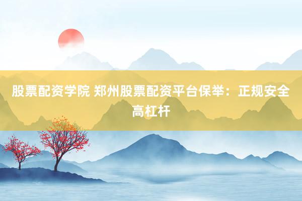 股票配资学院 郑州股票配资平台保举：正规安全高杠杆