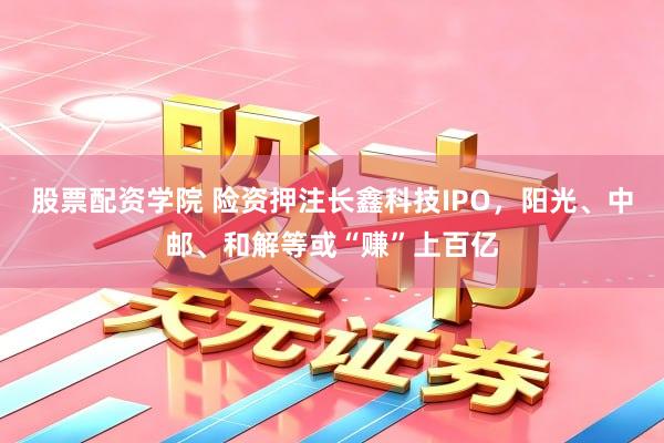股票配资学院 险资押注长鑫科技IPO，阳光、中邮、和解等或“赚”上百亿